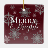 Rode Vrolijke en Heldere Sneeuwvlokken Kerstmis Keramisch Ornament (Achterkant)