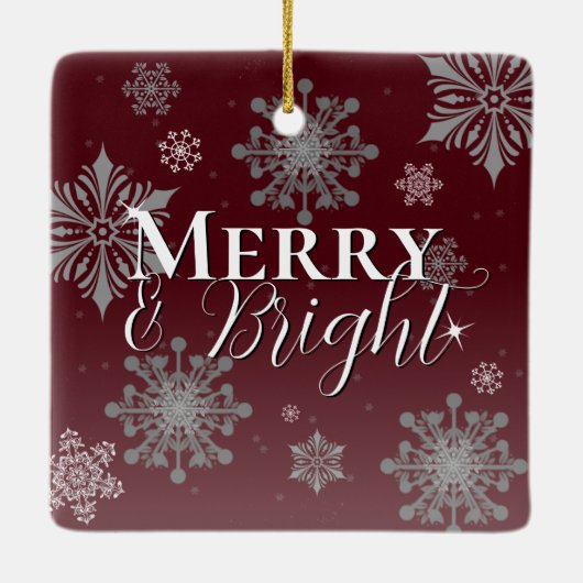 Rode Vrolijke en Heldere Sneeuwvlokken Kerstmis Keramisch Ornament (Achterkant)