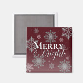 Rode Vrolijke en Heldere Sneeuwvlokken Kerstmis Magneet (Voorkant / Achterkant)