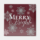Rode Vrolijke en Heldere Sneeuwvlokken Kerstmis Magneet (Voorkant)