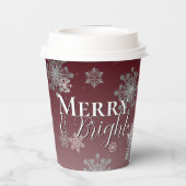 Rode Vrolijke en Heldere Sneeuwvlokken Kerstmis Papieren Bekers (Achterkant)