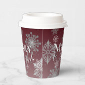 Rode Vrolijke en Heldere Sneeuwvlokken Kerstmis Papieren Bekers (Rechts)
