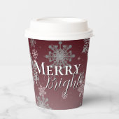 Rode Vrolijke en Heldere Sneeuwvlokken Kerstmis Papieren Bekers (Voorkant)