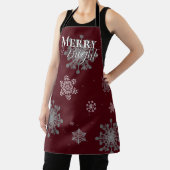Rode Vrolijke en Heldere Sneeuwvlokken Kerstmis Schort (Insitu)