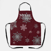 Rode Vrolijke en Heldere Sneeuwvlokken Kerstmis Schort (Voorkant)