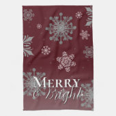 Rode Vrolijke en Heldere Sneeuwvlokken Kerstmis Theedoek (Verticaal)
