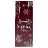 Rode Vrolijke en Heldere Sneeuwvlokken Kerstmis Wijn Cadeautas (Voorkant)