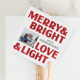 Rode Vrolijke Heldere Liefde en Lichte Kerstvakant Bedankjes Labels