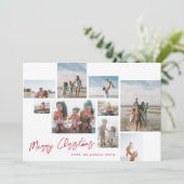 RODE VROLIJKE KERST | 9 Fotocollage | Modern Feestdagenkaart (Staand voorkant)