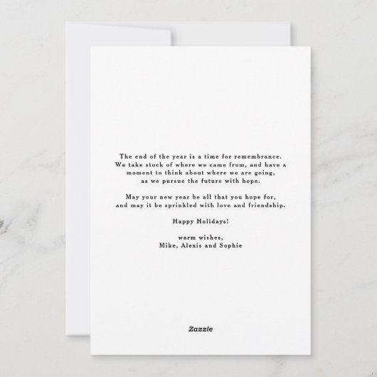 Rode vrolijke kerst en een gelukkig nieuwjaar feestdagenkaart (Achterkant)