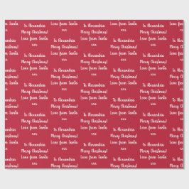 Rode vrolijke kerst gepersonaliseerde naam van de  cadeaupapier