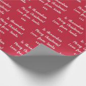 Rode vrolijke kerst gepersonaliseerde naam van de  cadeaupapier (Hoek)