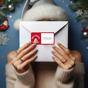 Rode vrolijke kerst graffiti Adresetiketten Etiket