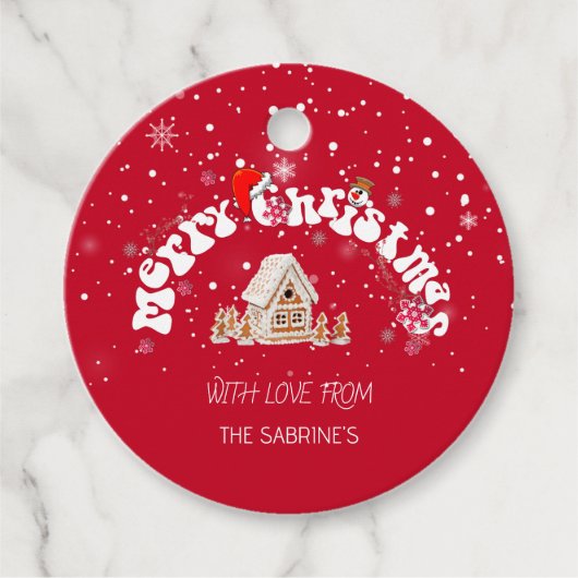 Rode vrolijke kerst graffiti cadeau Labels (Voorkant)