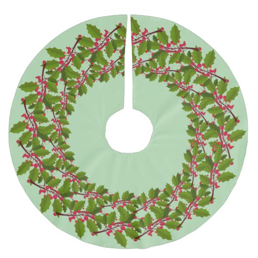 Rode vrolijke kerst Holly bessen kerstpatroon Kerstboom Rok (Voorkant)