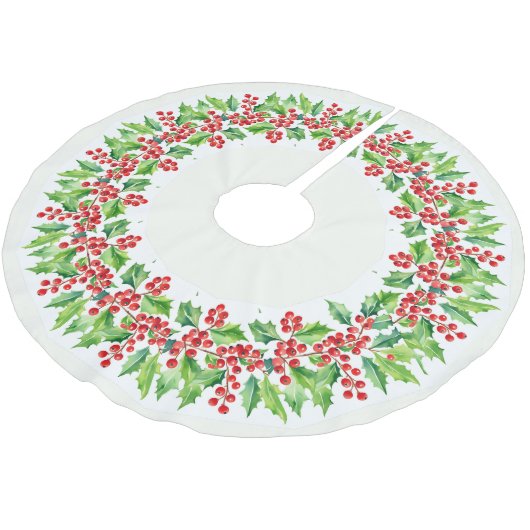 Rode vrolijke kerst Holly bessen kerstpatroon Kerstboom Rok (Gekanteld)