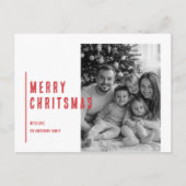 Rode vrolijke kerst met zwart-wit foto briefkaart (Voorkant)