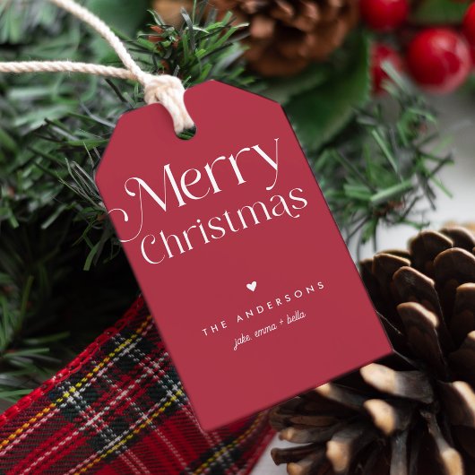 Rode Vrolijke Kerst Modern Type Gift Labels Cadeaulabel