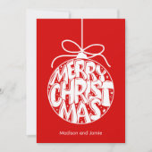 Rode Vrolijke Kerst Ornament Kerst Kaart (Voorkant)