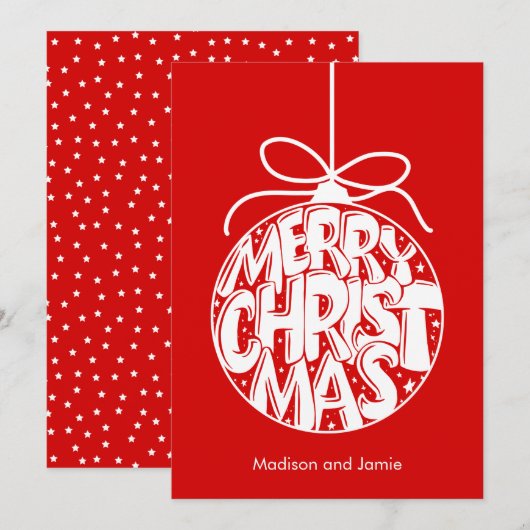 Rode Vrolijke Kerst Ornament Kerst Kaart (Voorkant / Achterkant)