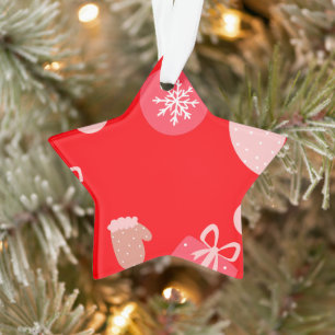 Rode vrolijke kerst Ornamenten sneeuwvlokken hands