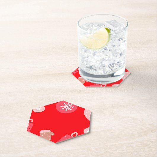 Rode vrolijke kerst Ornamenten sneeuwvlokken hands Kartonnen Onderzetters (Insitu)