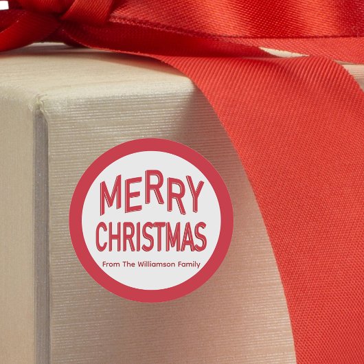 Rode vrolijke kerst ronde sticker