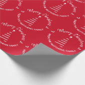 Rode vrolijke kerst van aangepaste naam cadeaupapier (Hoek)