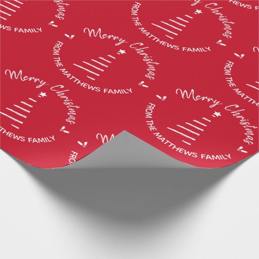 Rode vrolijke kerst van aangepaste naam cadeaupapier (Hoek)