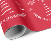 Rode vrolijke kerst van aangepaste naam cadeaupapier (Rol Hoek)