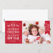 Rode vrolijke kerst, vrolijke nieuwjaar Kaart (Voorkant / Achterkant)