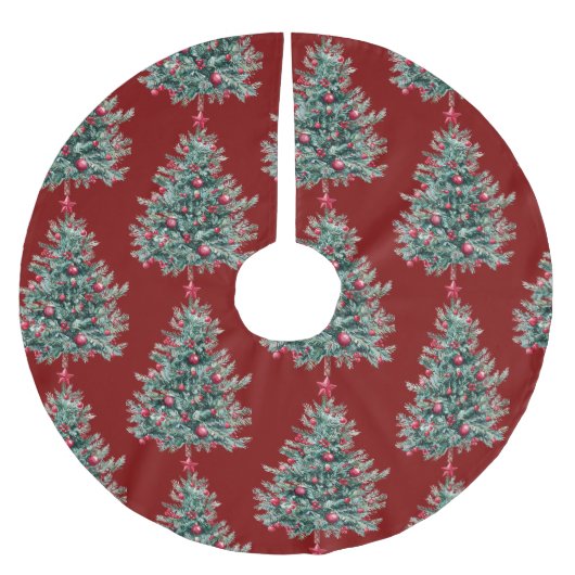 Rode vrolijke kerstbomen kerstboom rok (Voorkant)