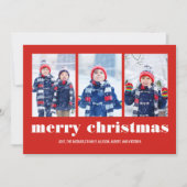 Rode Vrolijke Kerstfoto Collage Custom Feestdagenkaart (Voorkant)