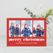 Rode Vrolijke Kerstfoto Collage Custom Feestdagenkaart (Staand voorkant)