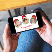 Rode Vrolijke Kerstfoto Santa Hats Feestdagenkaart