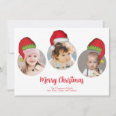 Rode Vrolijke Kerstfoto Santa Hats Feestdagenkaart (Voorkant)