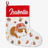 Rode Vrolijke Kersthamster Santa Holiday kinder Grote Kerstsok (Voorkant)