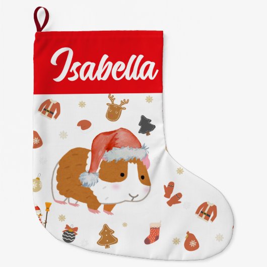 Rode Vrolijke Kersthamster Santa Holiday kinder Grote Kerstsok (Voorkant)
