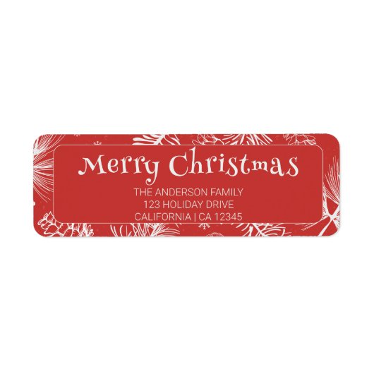  rode vrolijke kerstlijn kunst vakantie etiket (Voorkant)