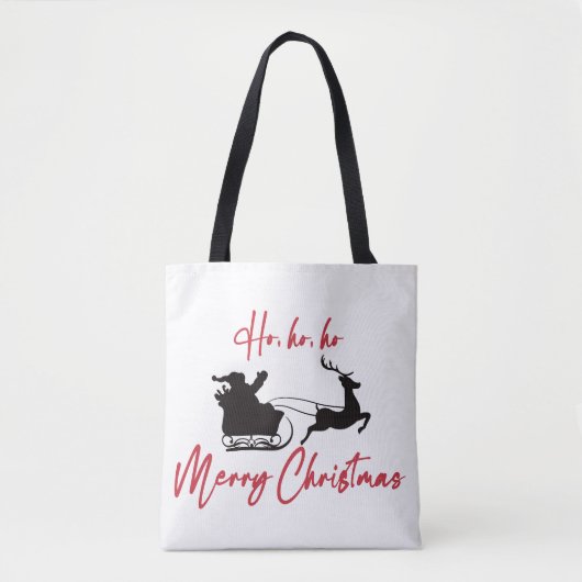 Rode Vrolijke Kerstman Sleigh en Rendier Tote Bag (Voorkant)