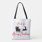 Rode Vrolijke Kerstman Sleigh en Rendier Tote Bag (Achterkant)
