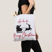 Rode Vrolijke Kerstman Sleigh en Rendier Tote Bag (Dichtbij)