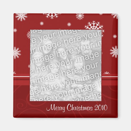Rode Vrolijke Kerstmis 2010 Fotomagneet Magneet (Voorkant)