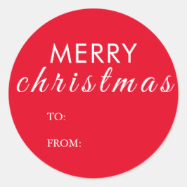 Rode Vrolijke Kerstmis aan van Naam Ronde Sticker