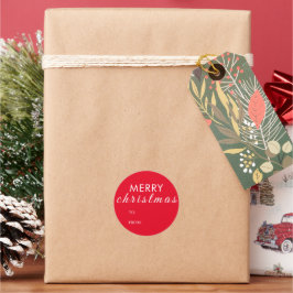 Rode Vrolijke Kerstmis aan van Naam Ronde Sticker