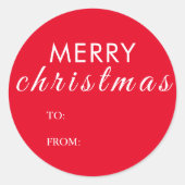Rode Vrolijke Kerstmis aan van Naam Ronde Sticker (Voorkant)