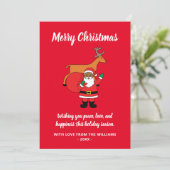 Rode vrolijke kerstmis Afro-Amerikaanse kerstman Feestdagenkaart (Staand voorkant)