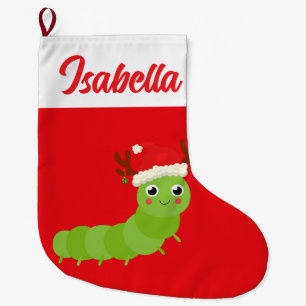 Rode Vrolijke Kerstmis Caterpillar huisdier Kerstm Grote Kerstsok
