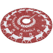 Rode Vrolijke Kerstmis Familienaam Rustiek Rendier Fleece Kerstboom Rok (Gekanteld)