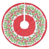 Rode Vrolijke Kerstmis Holly Berries kerstboom Rok (Voorkant)